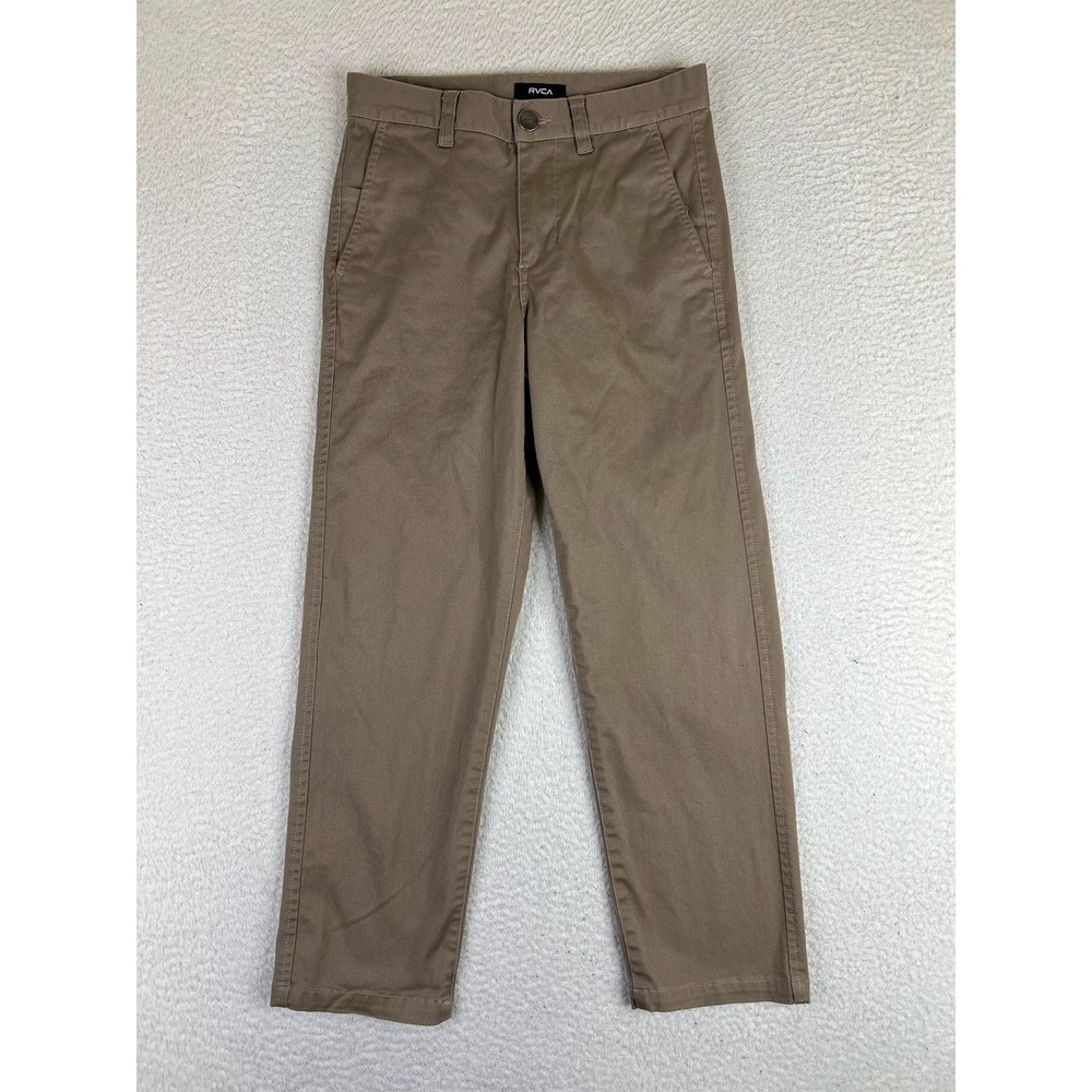 RVCA Week-End Fit Chino Pants Boys Large 26 Beige Twill Casual Stretch School